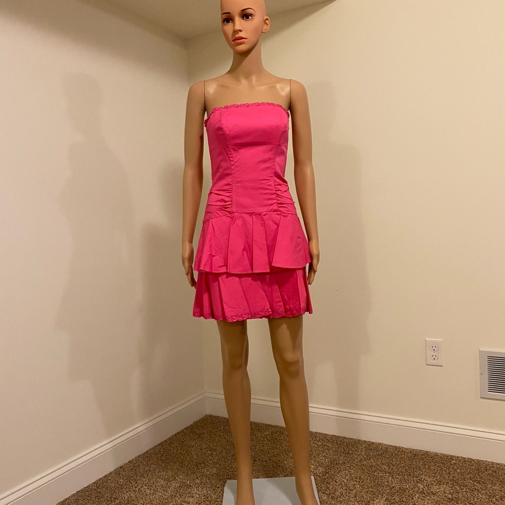 Betsey Johnson mini strapless fuchsia dress